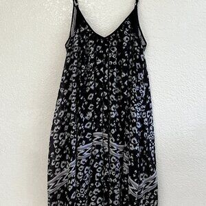 Express Women Black & White Print Spaghetti Strap Swing Dress Size Medium
